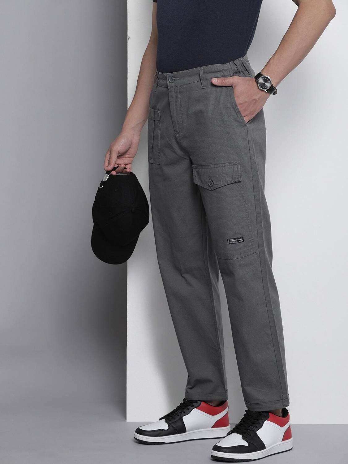The Indian Garage Co. Men Grey Trousers Regular Fit - Image 1