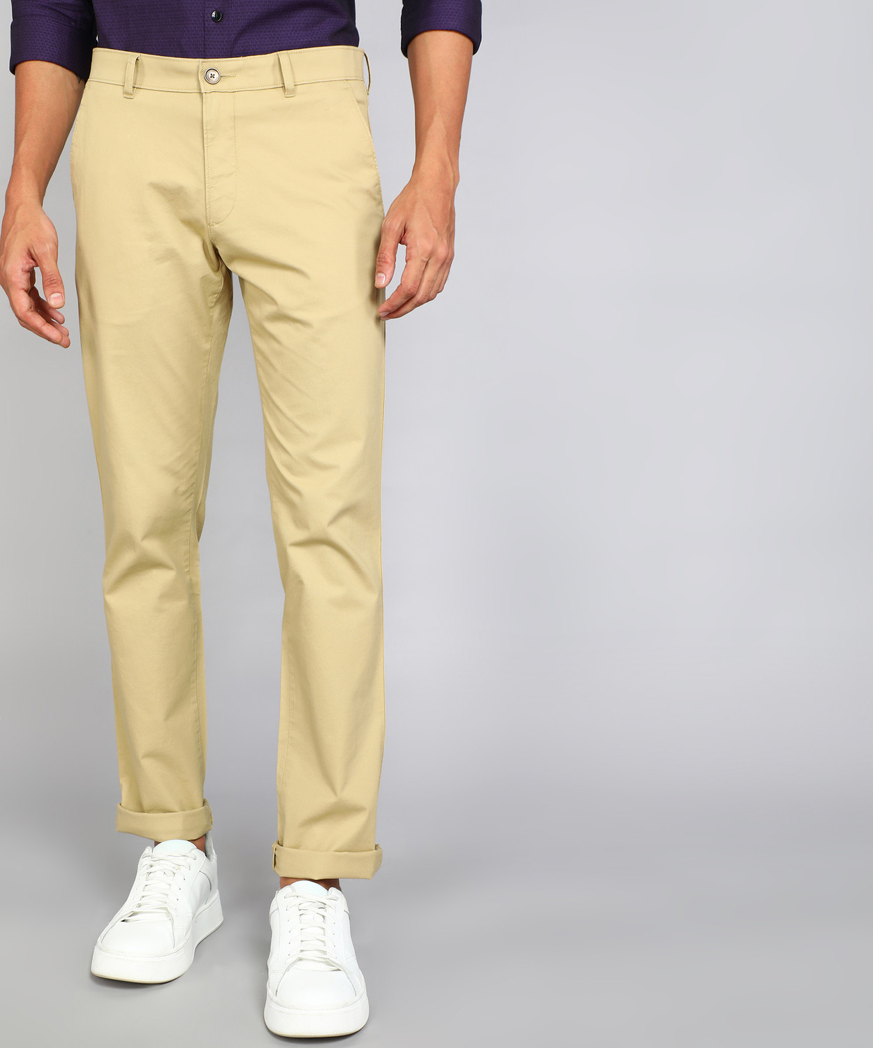 Image of Louis Philippe Sport Slim Fit Men Khaki Trousers