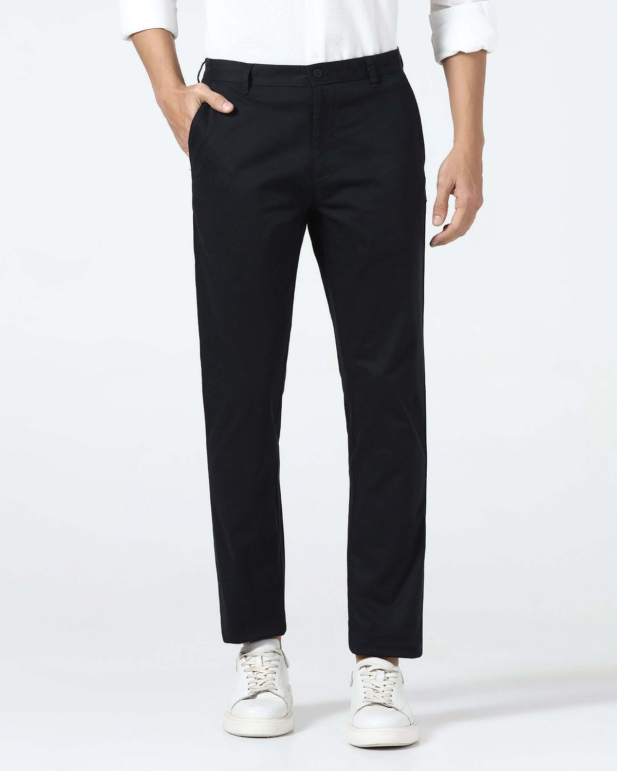 Image of Blackberrys Slim Fit Men Black Trousers