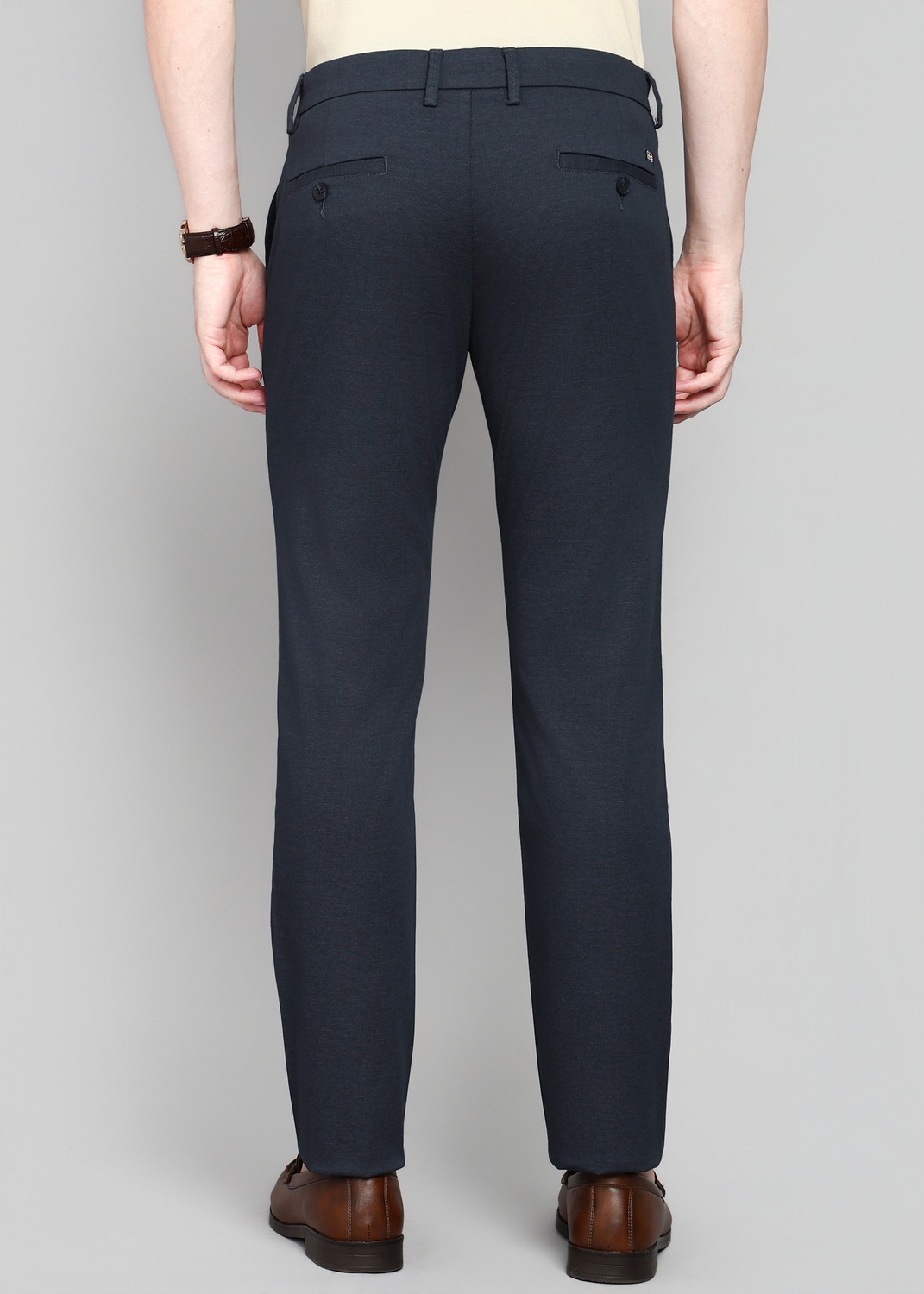 Image of Arrow Sport Slim Fit Men Blue Trousers