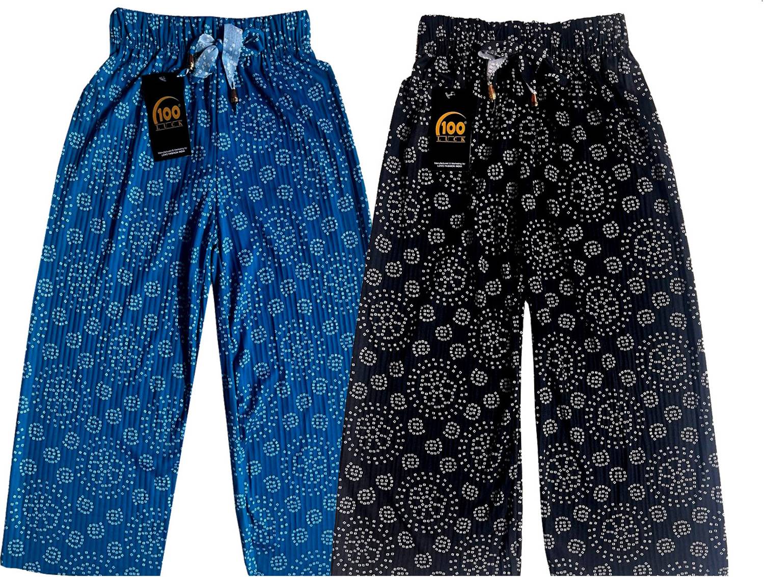100LUCK Loose Fit Girls Blue, Black Trousers