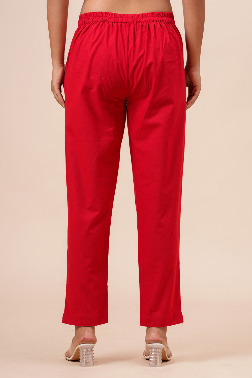 Image of Moda Rapido Regular Fit Women Red Trousers
