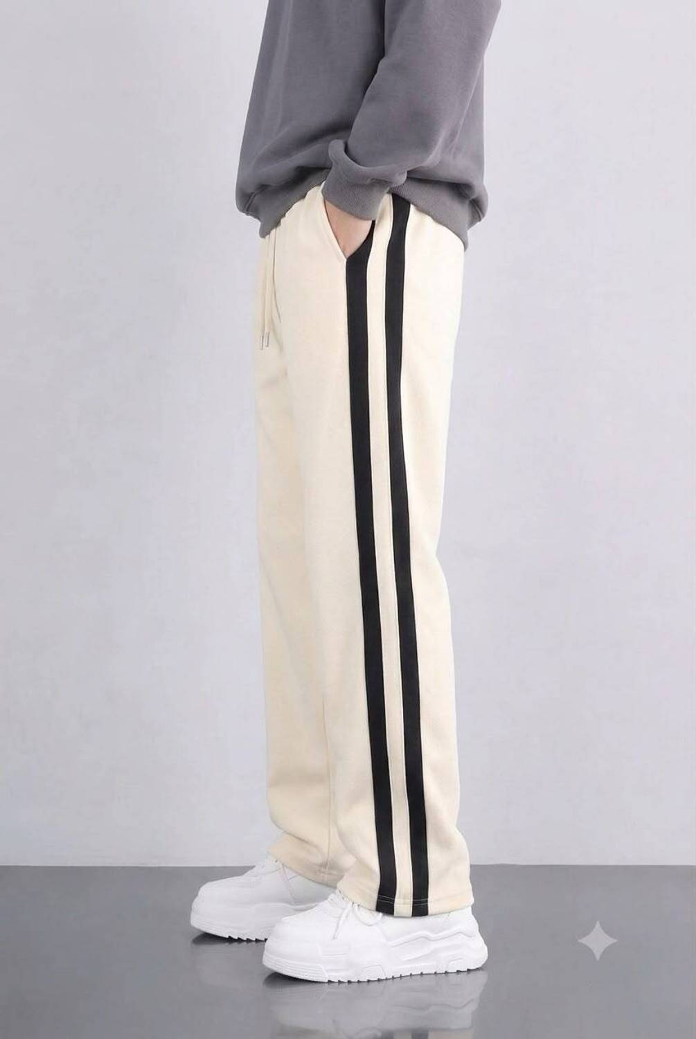 KEESUN Striped Beige Track Pants - Image 4