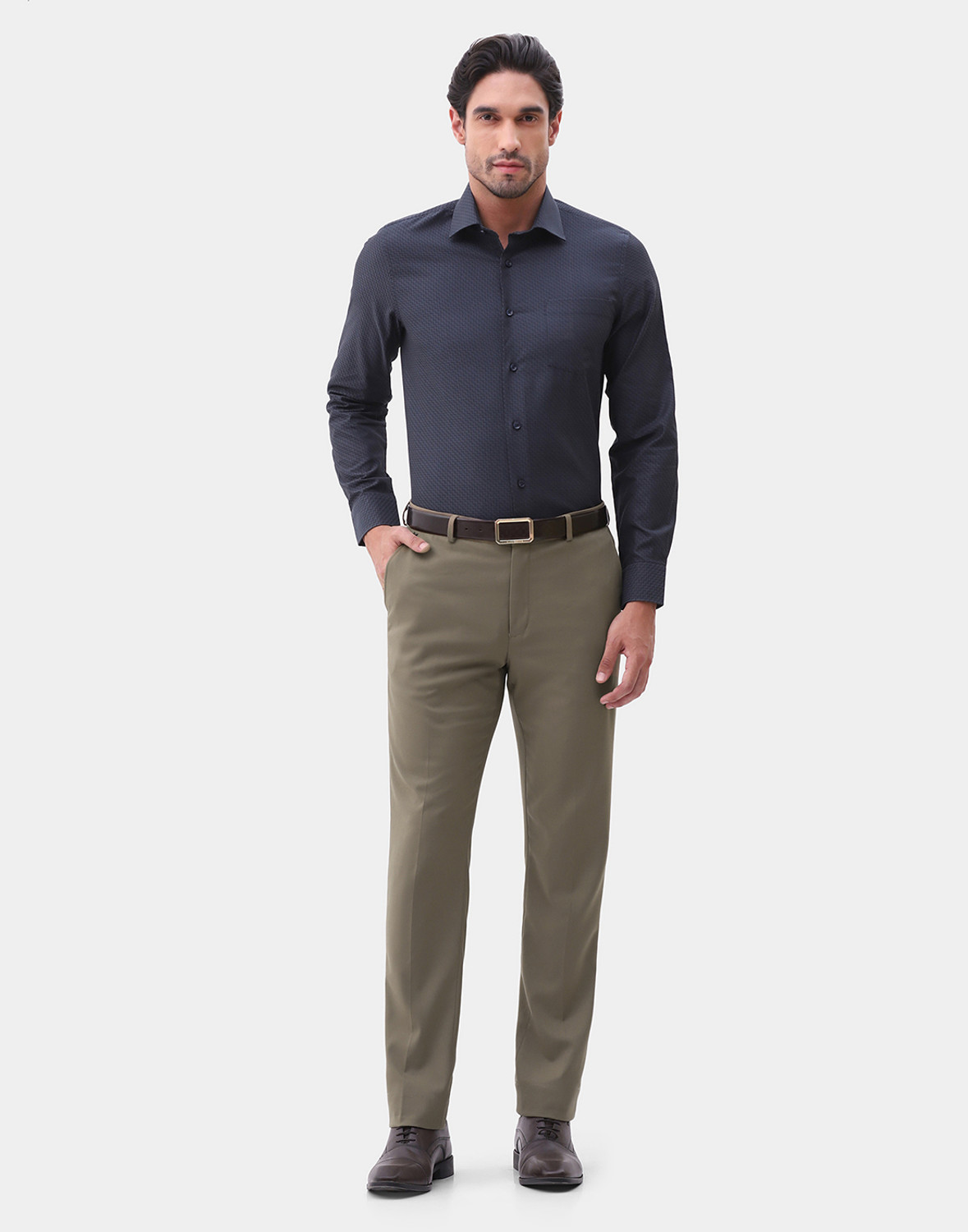 Image of Blackberrys Slim Fit Men Green Trousers