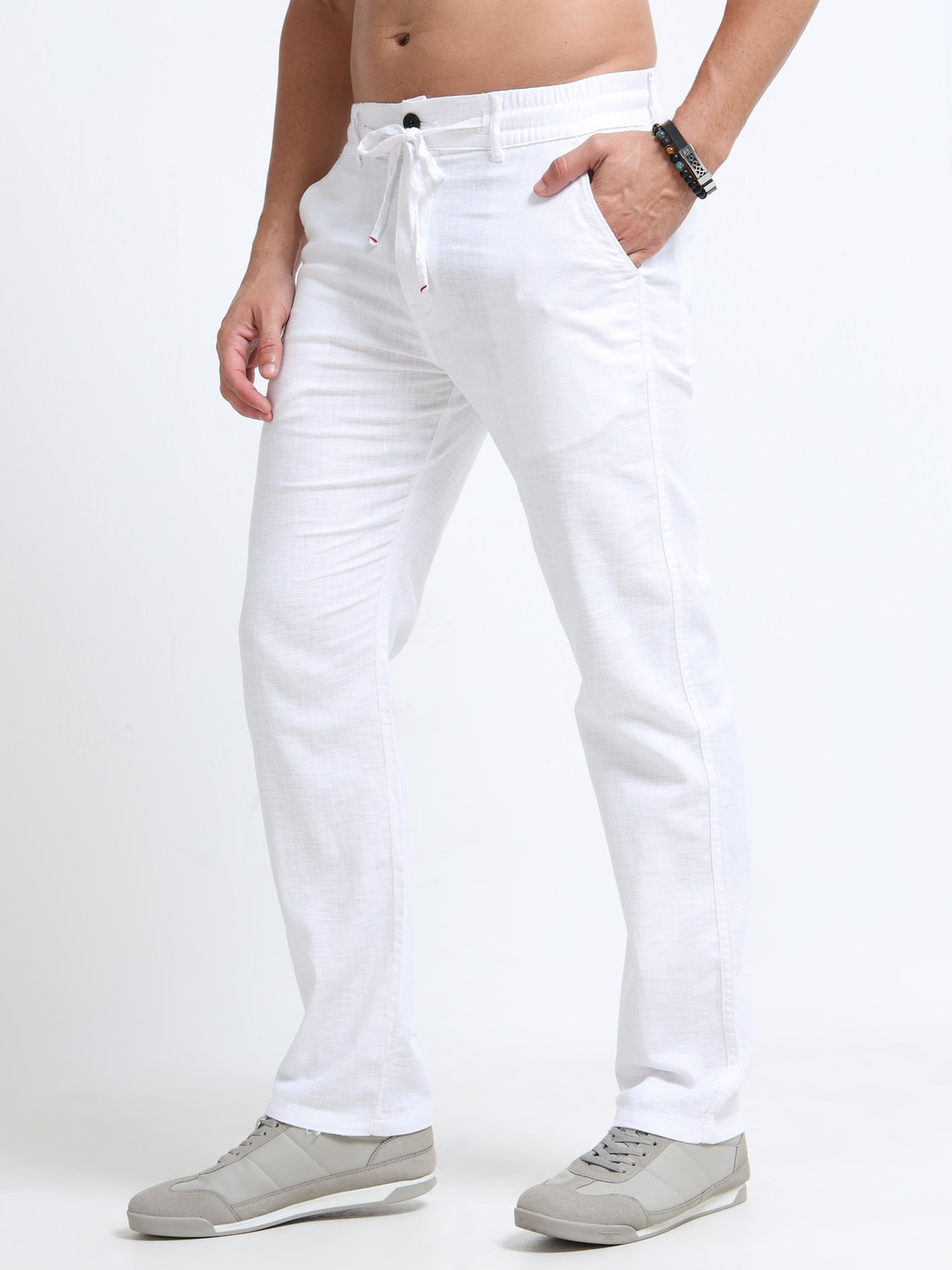 Image of VASTRAWEAR Straight Fit Men White Trousers