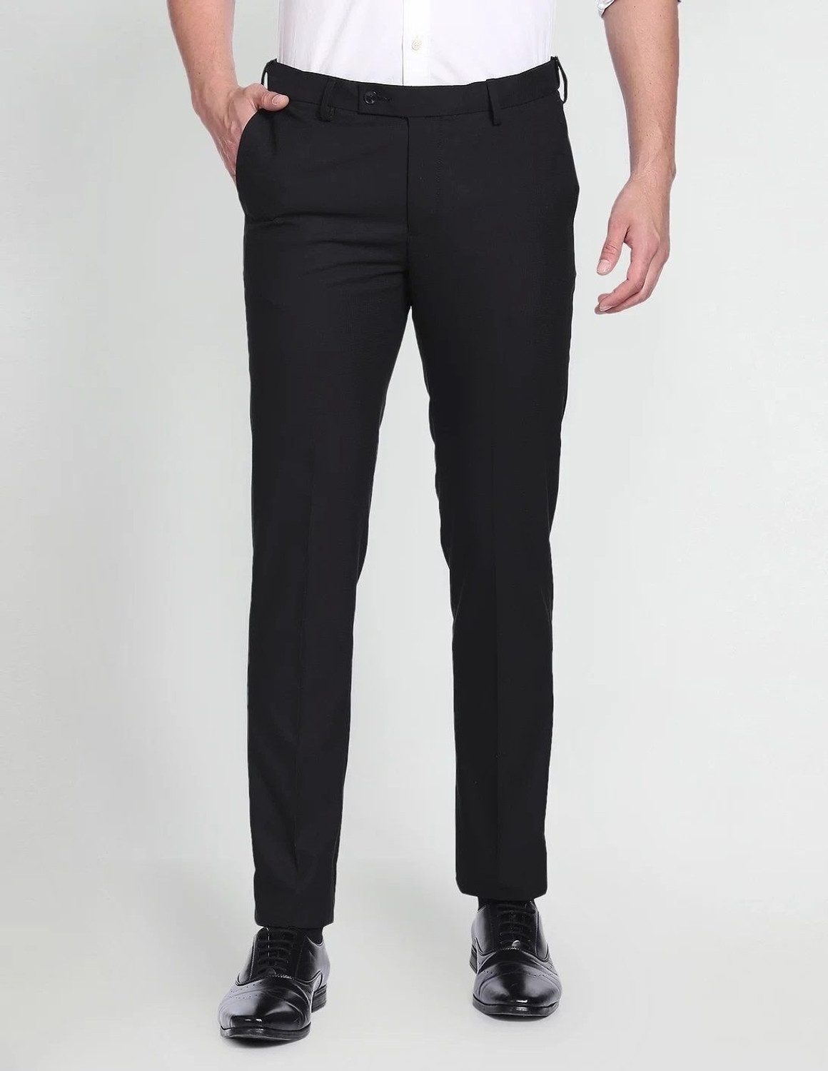 Image of METRONAUT Slim Fit Men Black Trousers