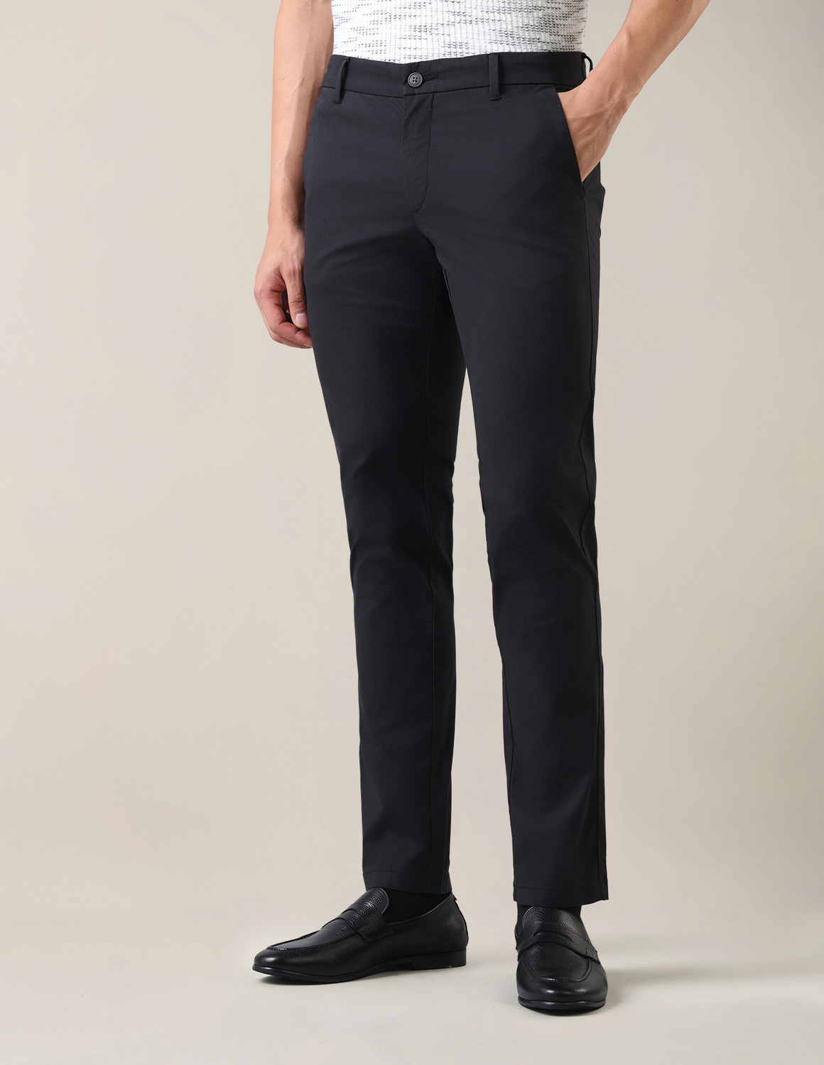 Image of U.S. POLO ASSN. Slim Fit Men Black Trousers