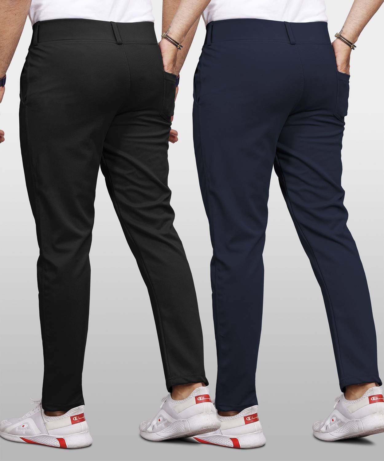 VeBNoR Regular Fit Men Black Trousers Pack of 2 - Image 2