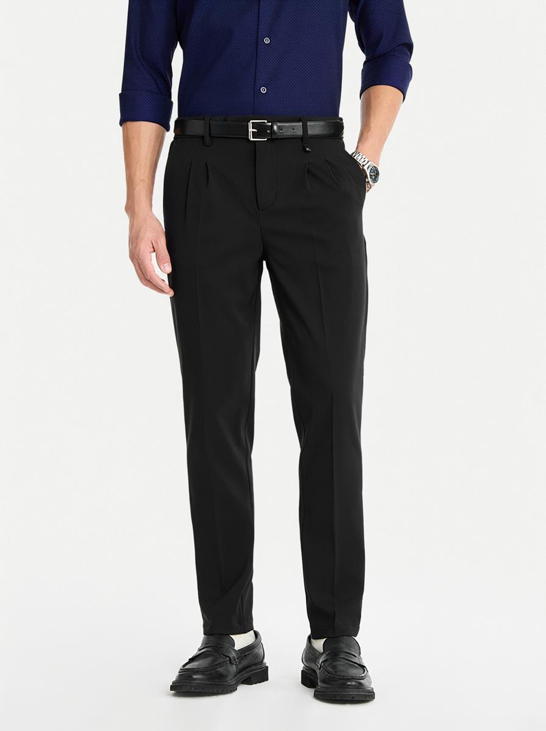 Snitch Slim Fit Men Black Trousers