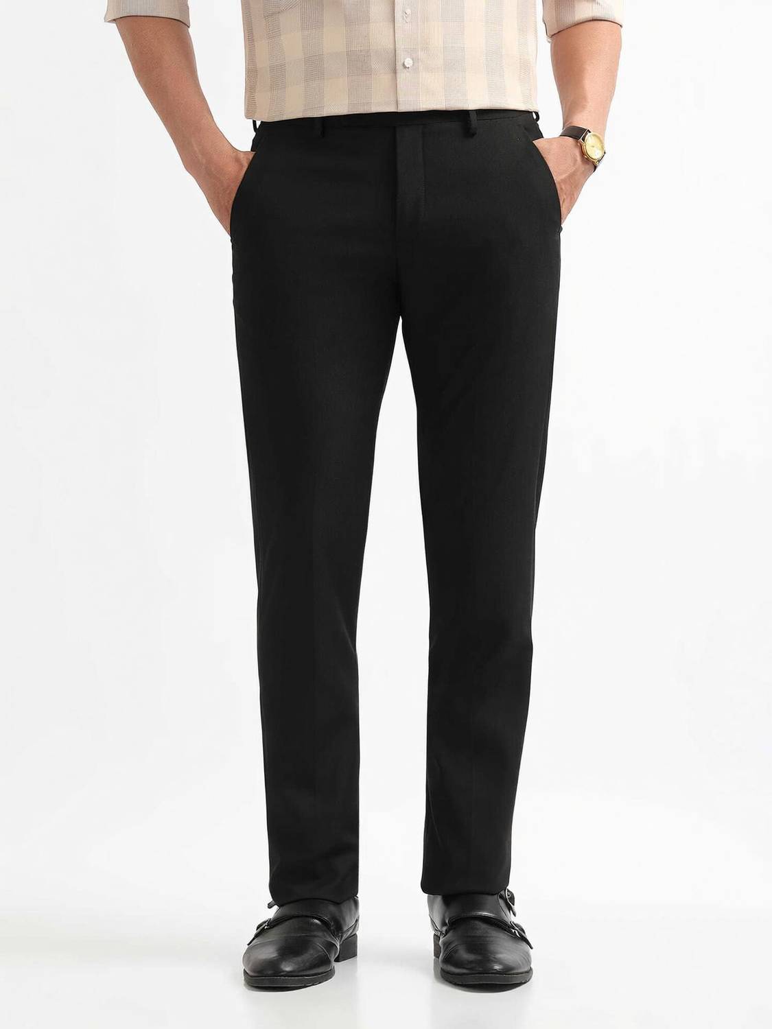 ARROW Slim Fit Men Black Trousers