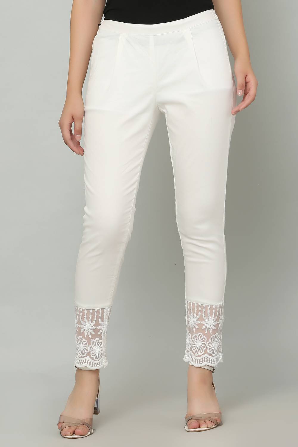 Shopbering Regular Fit Women White Trousers