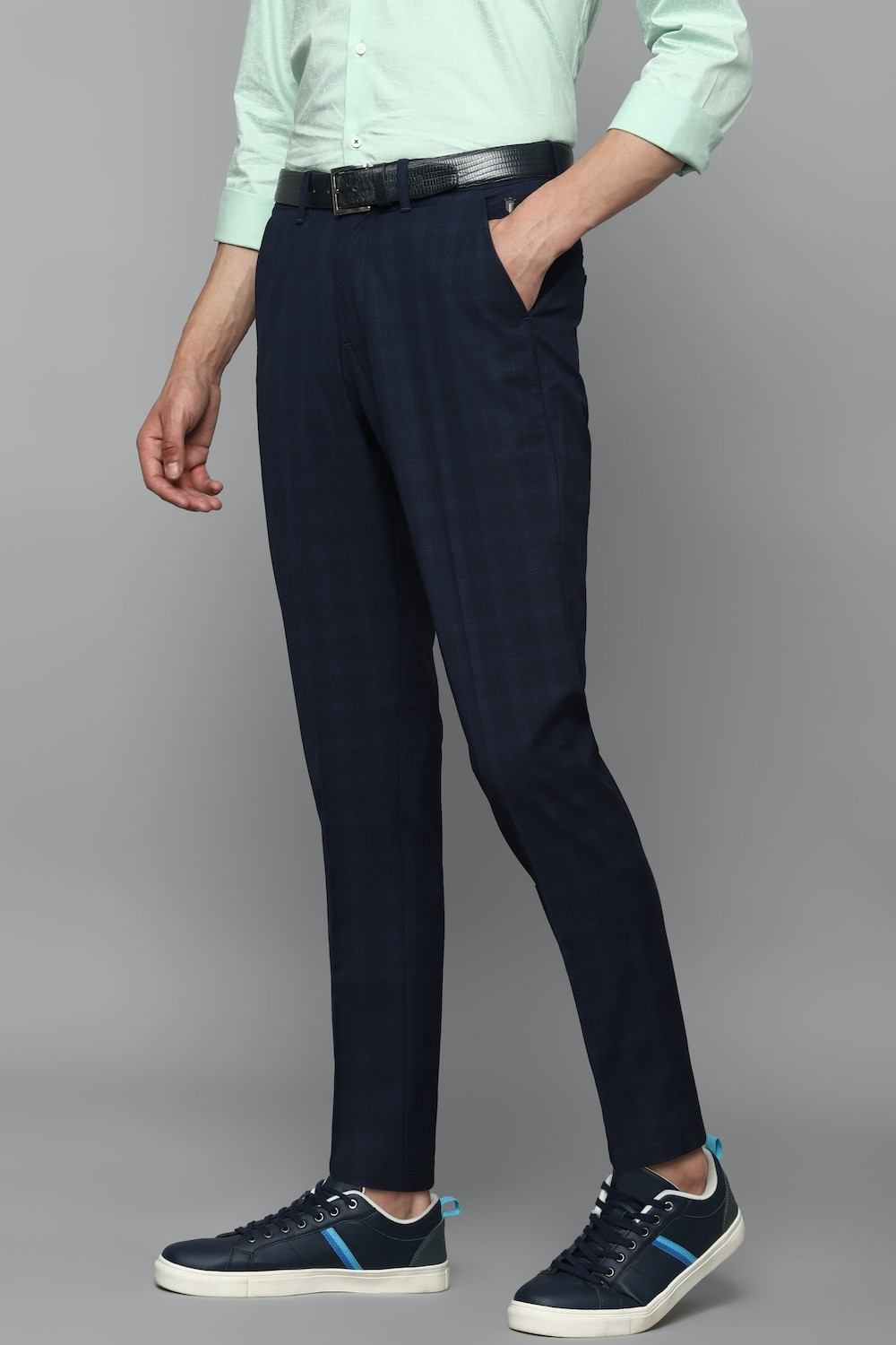 Image of LOUIS PHILIPPE Slim Fit Men Dark Blue Trousers