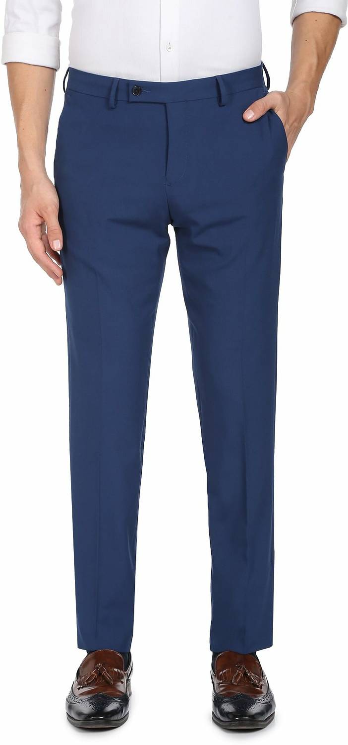 ARROW Smart Flex Regular Fit Men Dark Blue Trousers