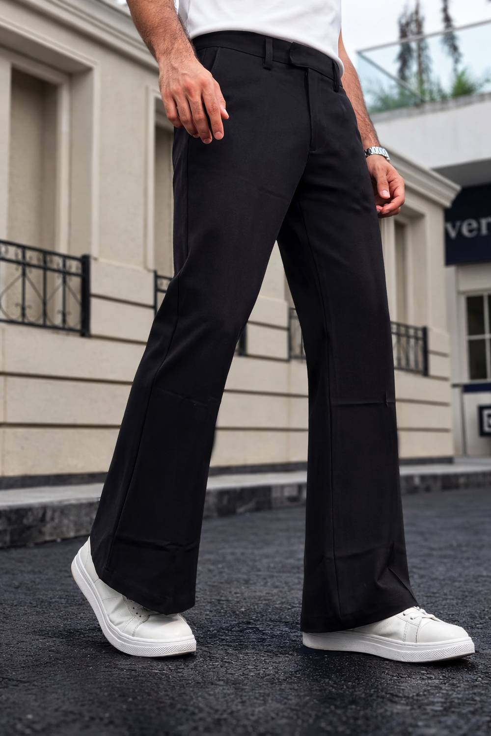Plus91 Flared Black Men Trousers - Image 3