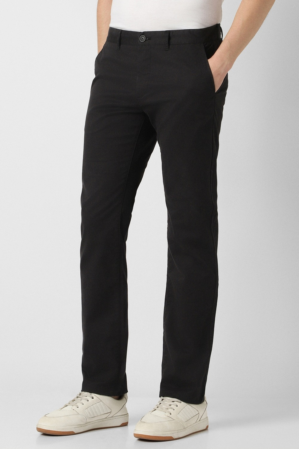 Image of PETER ENGLAND Slim Fit Men Black Trousers