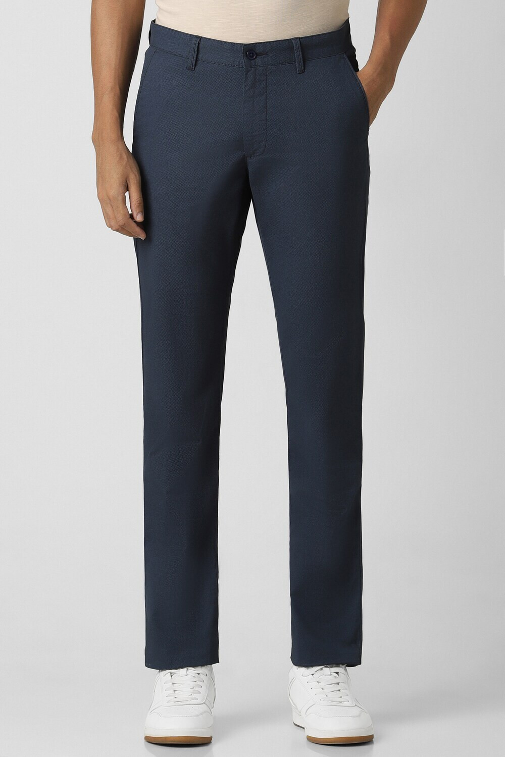 Image of VAN HEUSEN Slim Fit Men Blue Trousers