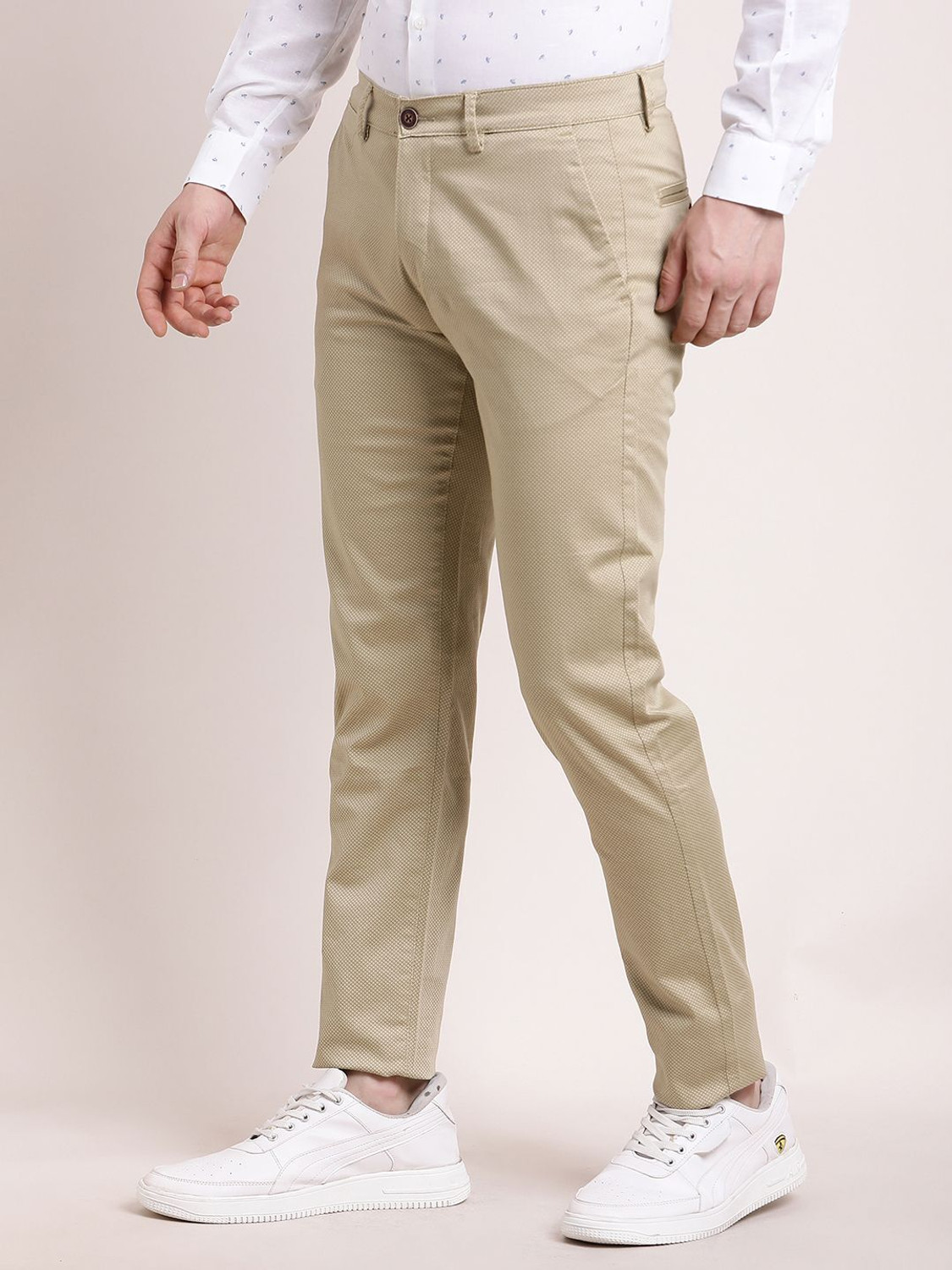Image of TURTLE Tapered Men Beige Trousers