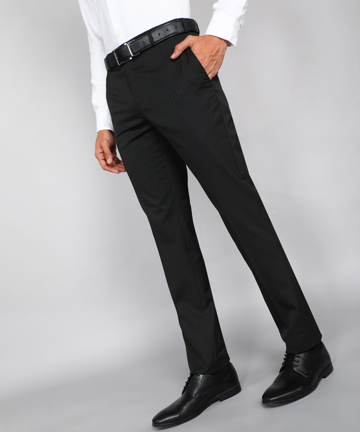 Image of Raymond Slim Fit Men Black Trousers