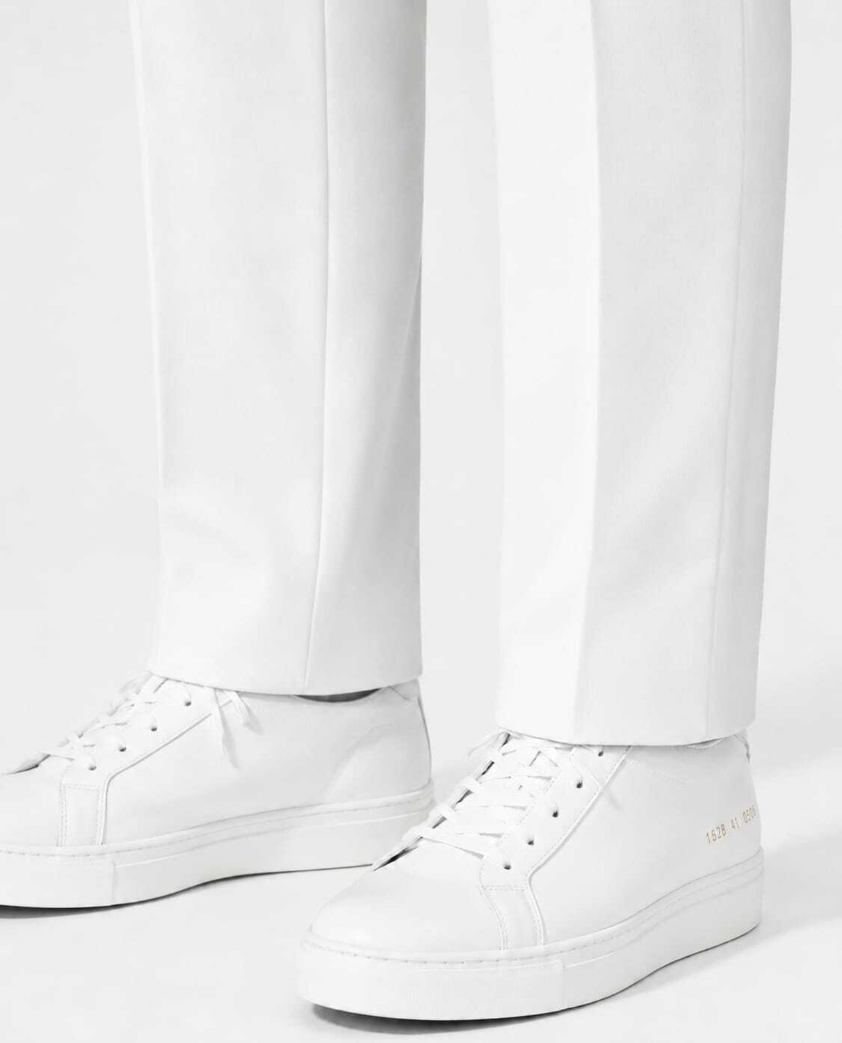 Image of VK TRENDS Men Straight Fit, Regular Fit White Cotton Blend Trousers