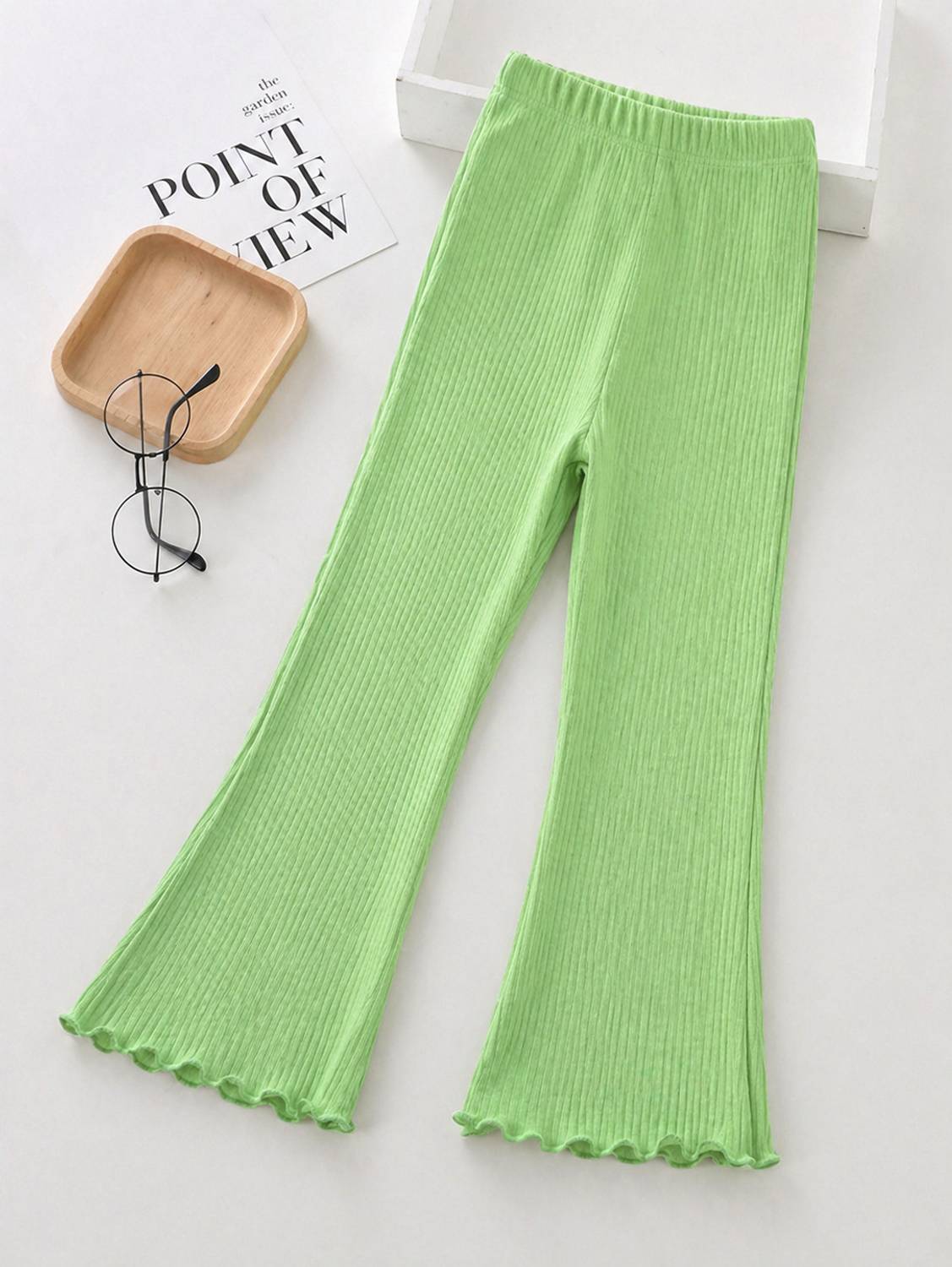 ALANTA Flared Girls Light Green Trousers