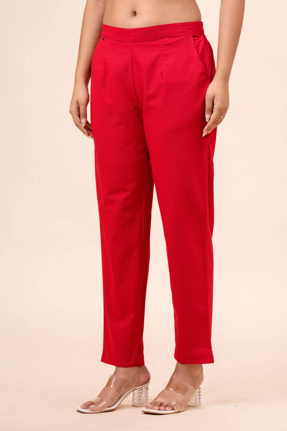 Image of Moda Rapido Regular Fit Women Red Trousers