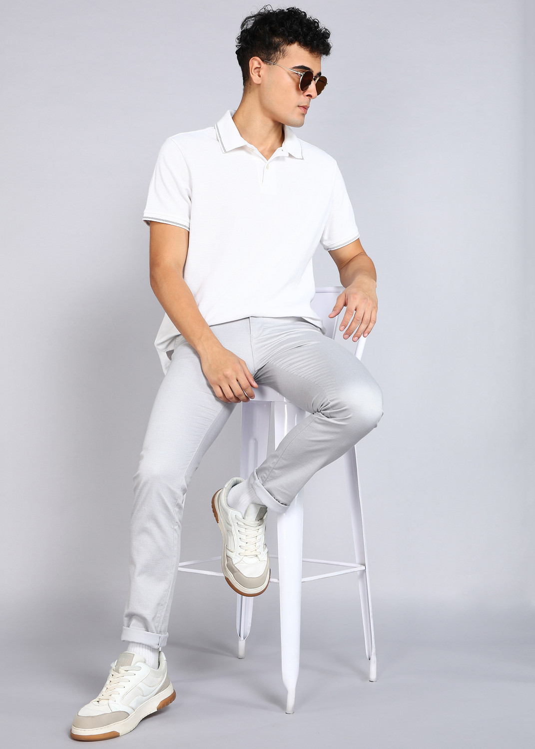 Image of KILLER Slim Fit Men Grey Trousers