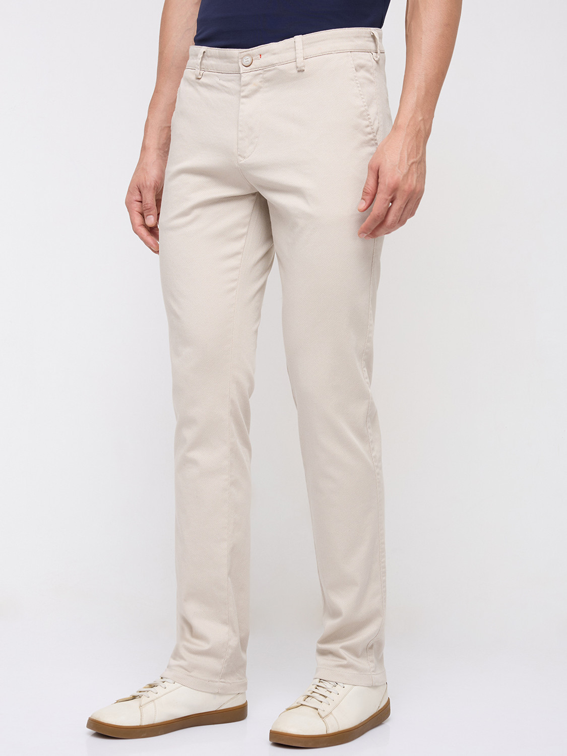 Image of KILLER Slim Fit Men Cream Trousers