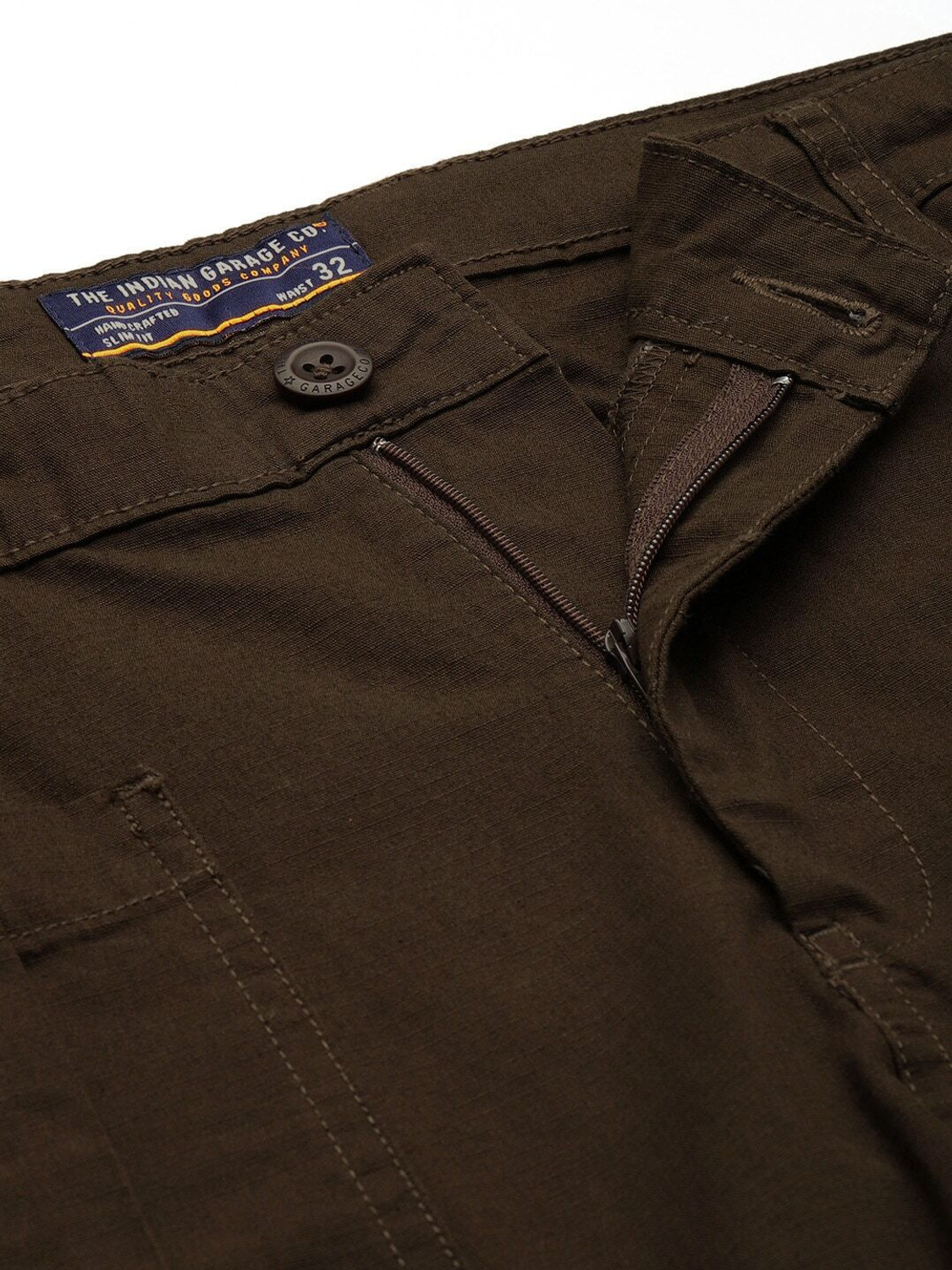 Image of The Indian Garage Co. Regular Fit Men Brown Trousers