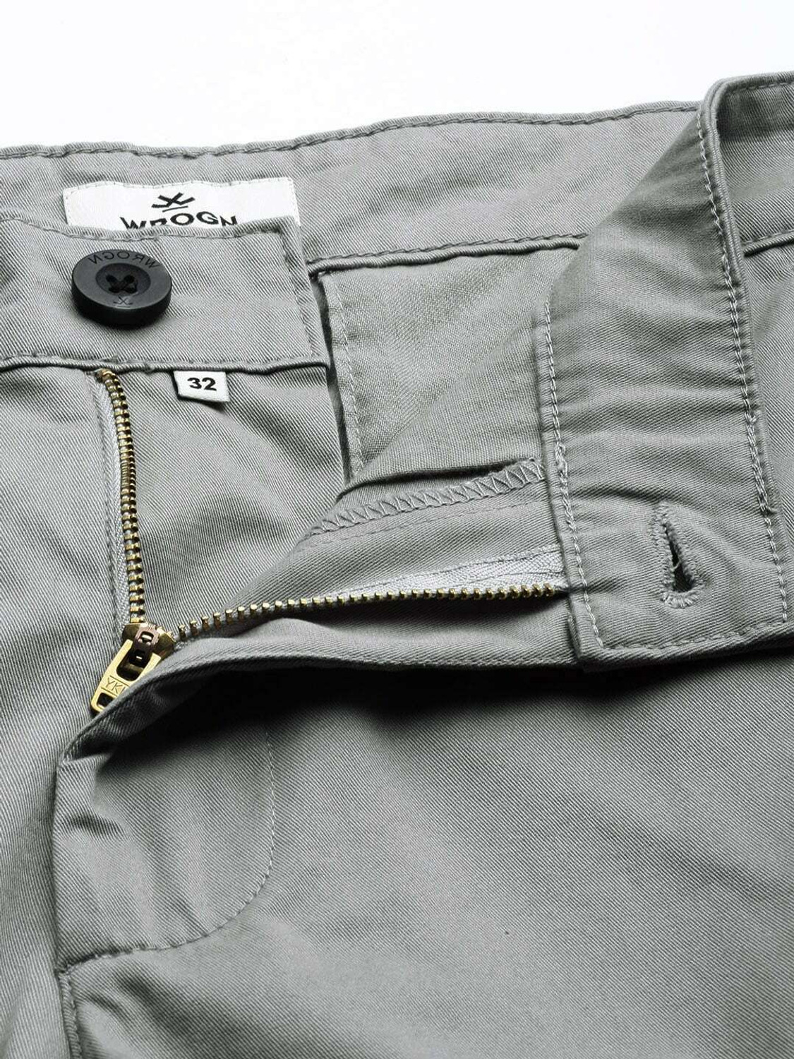 Image of WROGN Slim Fit Men Grey Trousers