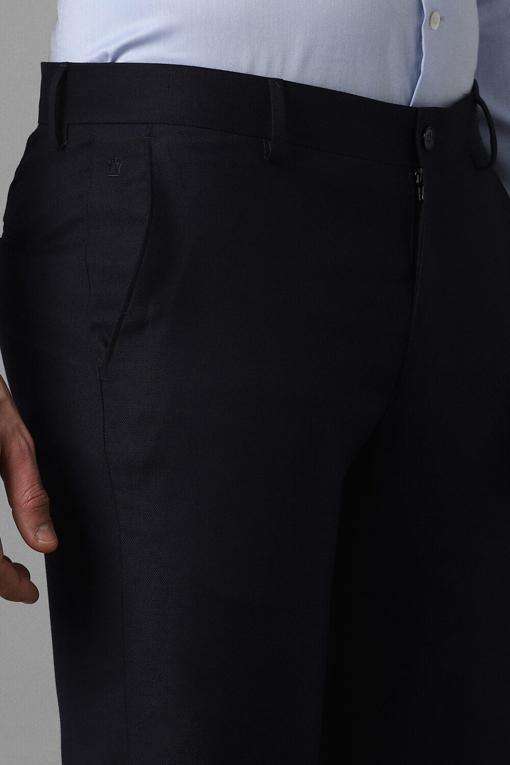 Image of LOUIS PHILIPPE Slim Fit Men Dark Blue Trousers