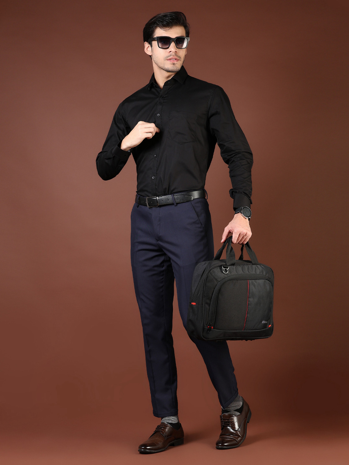 Image of V-MART Regular Fit Men Blue Trousers