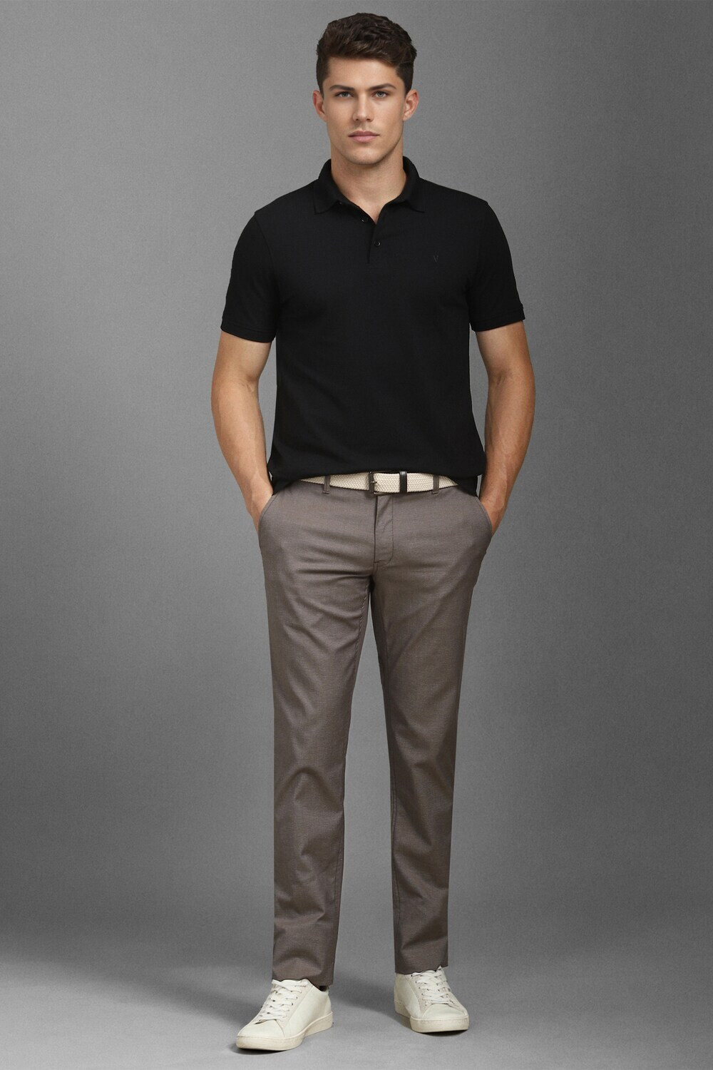 Image of LOUIS PHILIPPE Slim Fit Men Brown Trousers