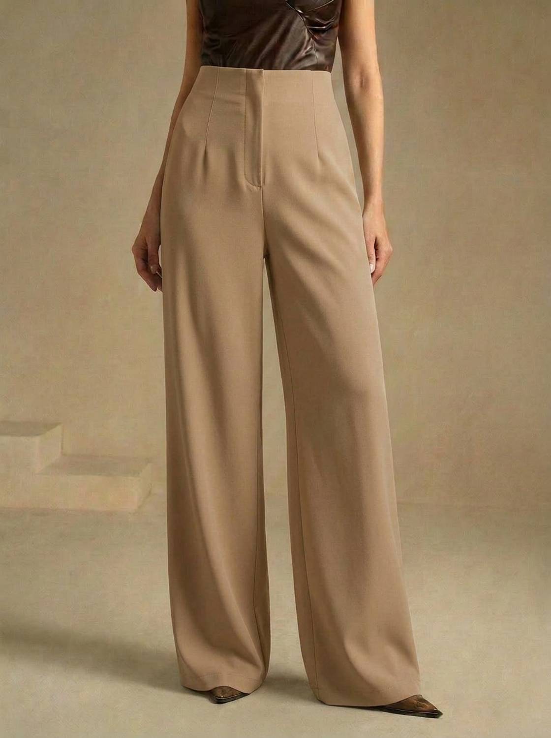 Dolsia Regular Fit Women Beige Trousers