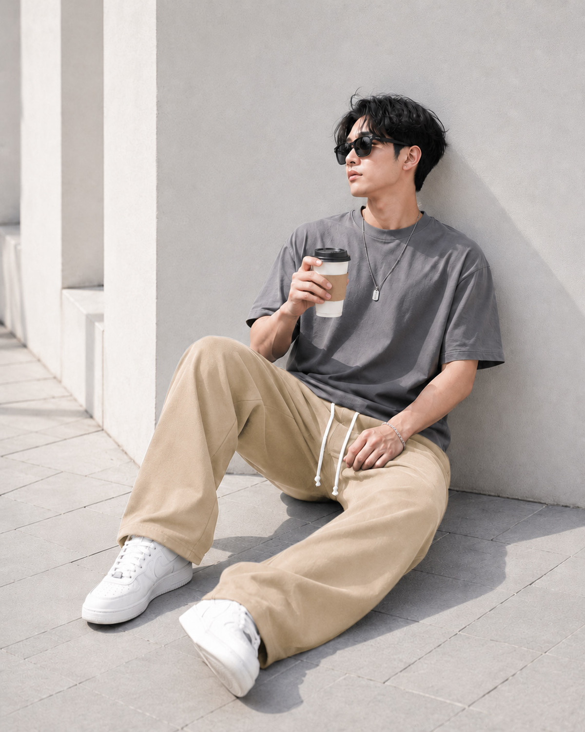Image of METRONAUT Loose Fit Men Beige Trousers