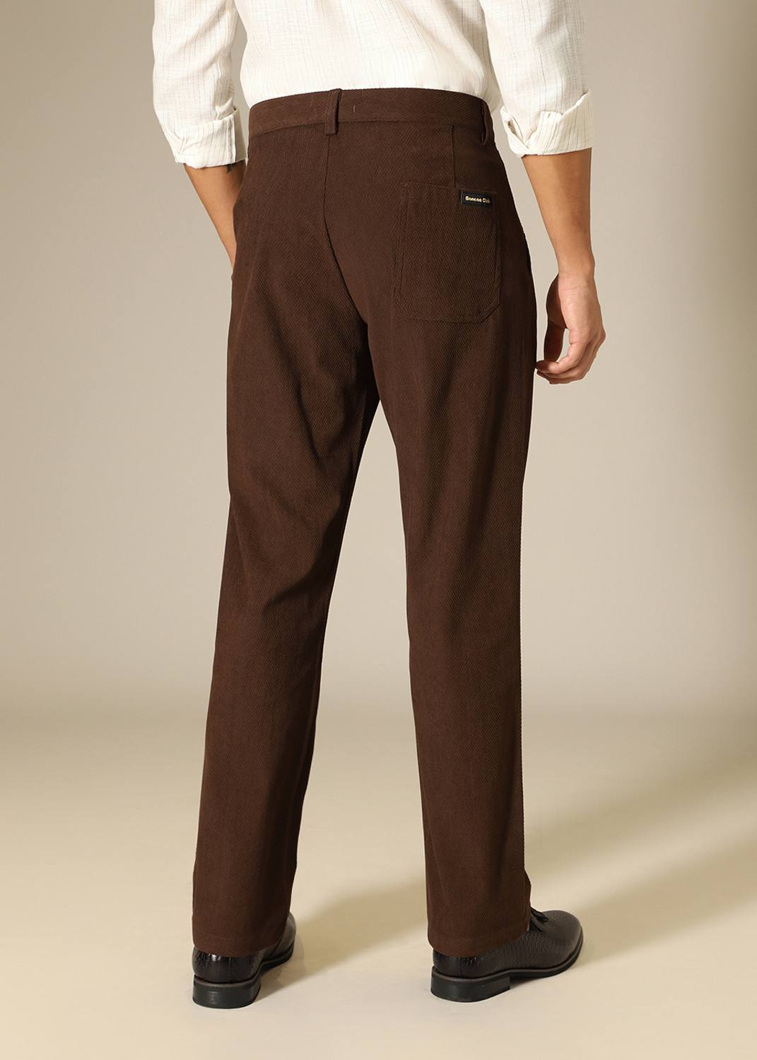 Image of Banana Club Men Regular Fit Brown Corduroy Trousers