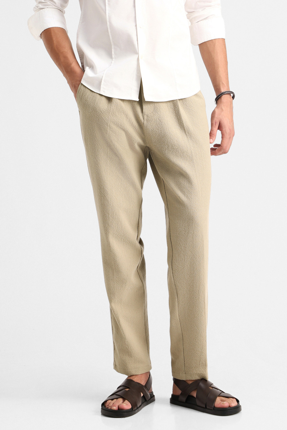 Image of Snitch Relaxed Men Beige Trousers