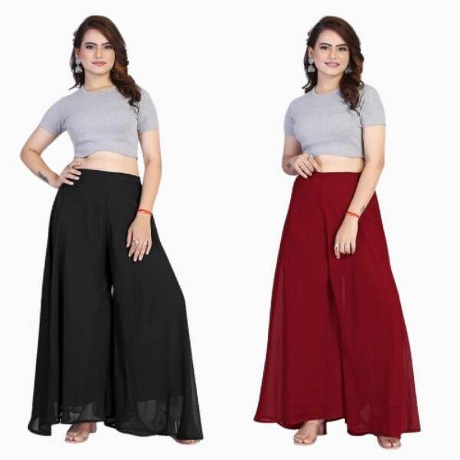 BHAGYASHRAY Regular Fit Women Black, Maroon Trousers