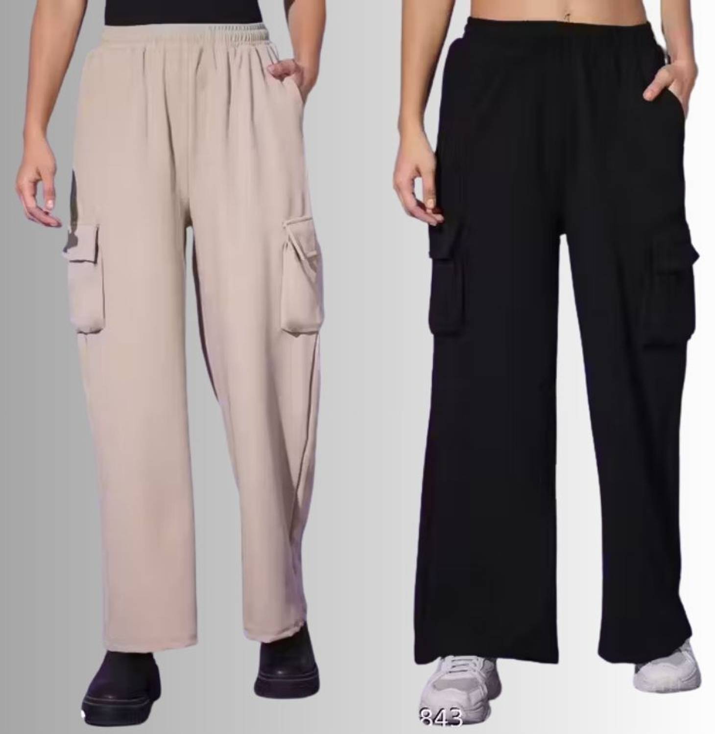 Alika Loose Fit Girls Grey, Black Trousers
