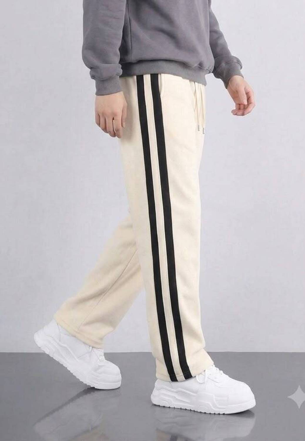 KEESUN Striped Beige Track Pants - Image 3