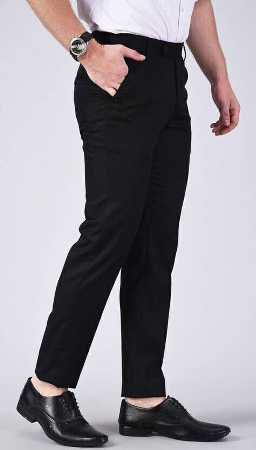 Image of Q AND K Comfort Fit Men Black Trousers