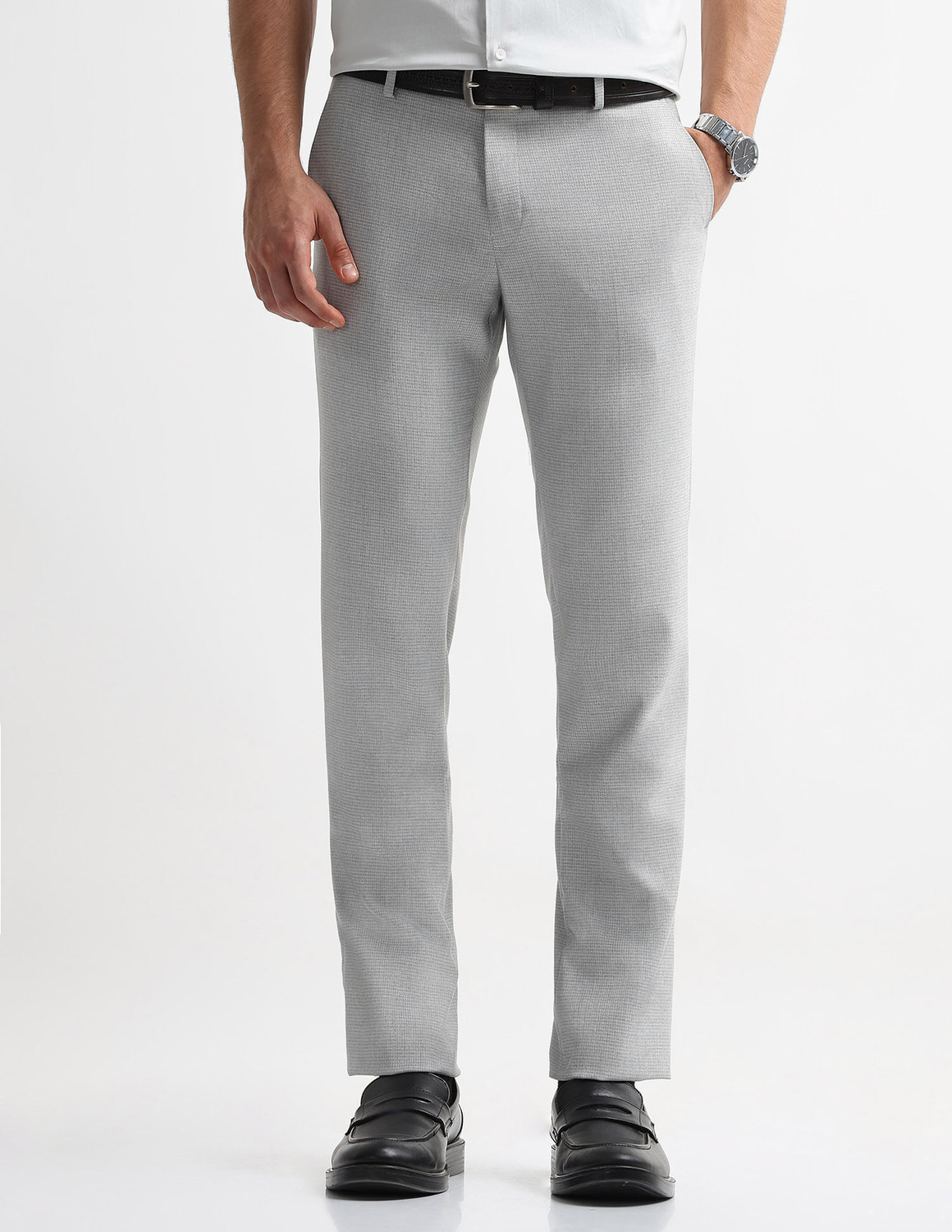 Image of ARROW Tapered Men Grey Trousers