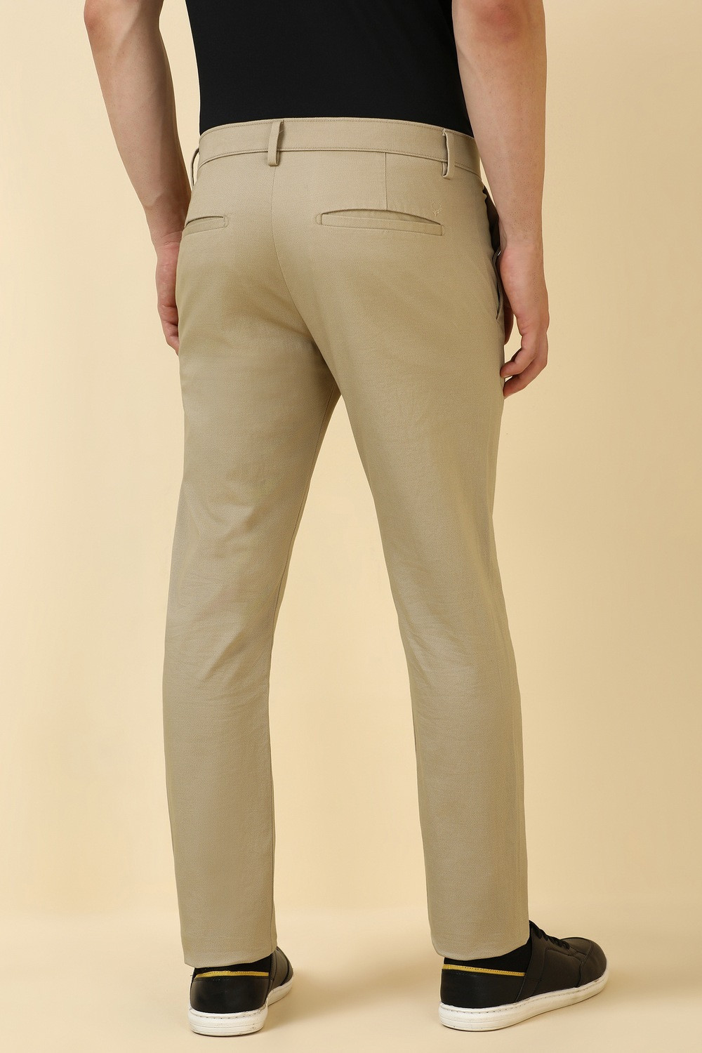 Image of Allen Solly Slim Fit Men Beige Trousers