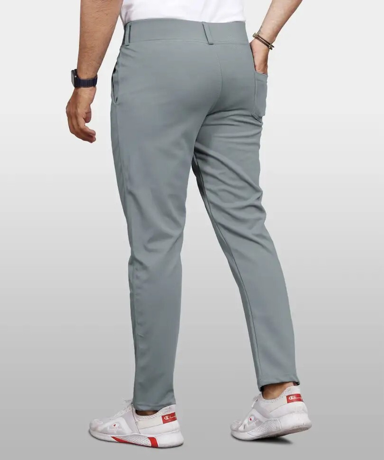 Image of Nityangi Regular Fit Men Black, Grey Trousers