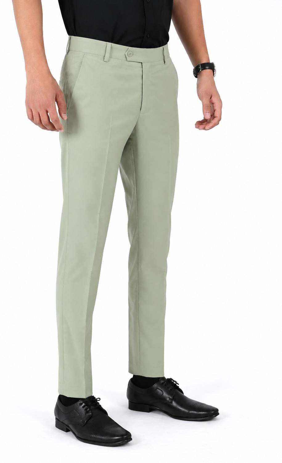 The DS Slim Fit Men Light Green Trousers - Image 4