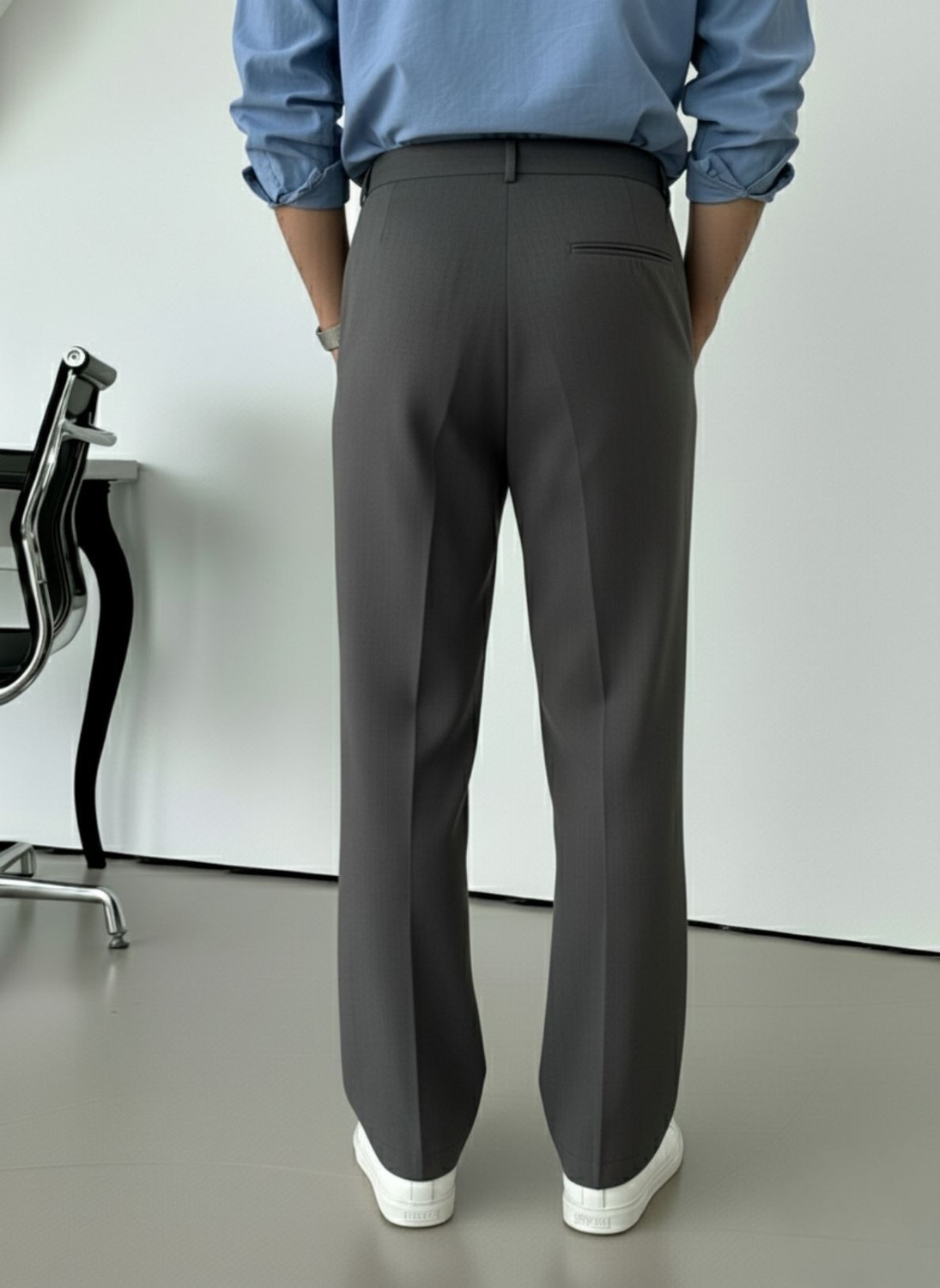 Image of INDICLUB Relaxed Men Grey Trousers