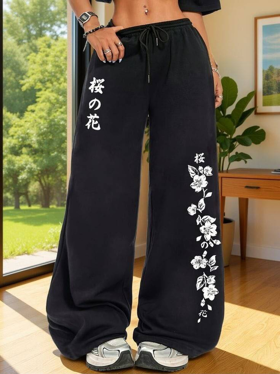 Image of GeetaKashiStore Loose Fit Women Black Trousers
