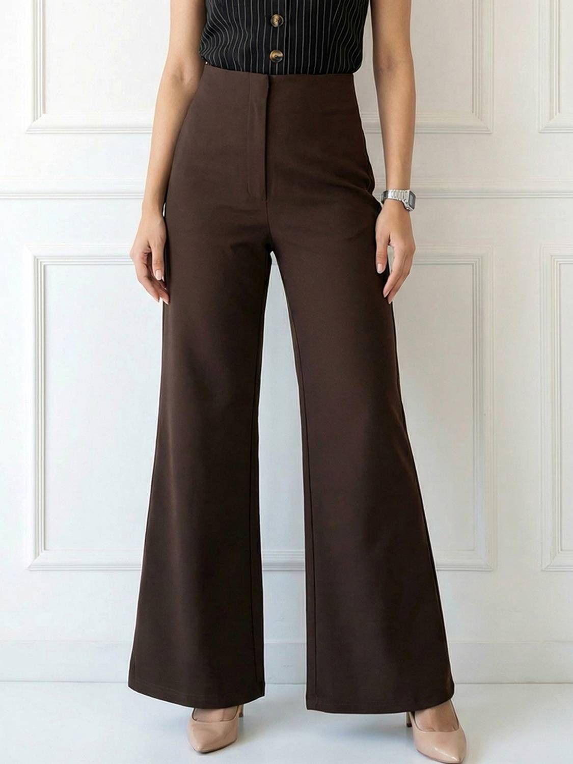 ADDYVERO Loose Fit Women Brown Trousers