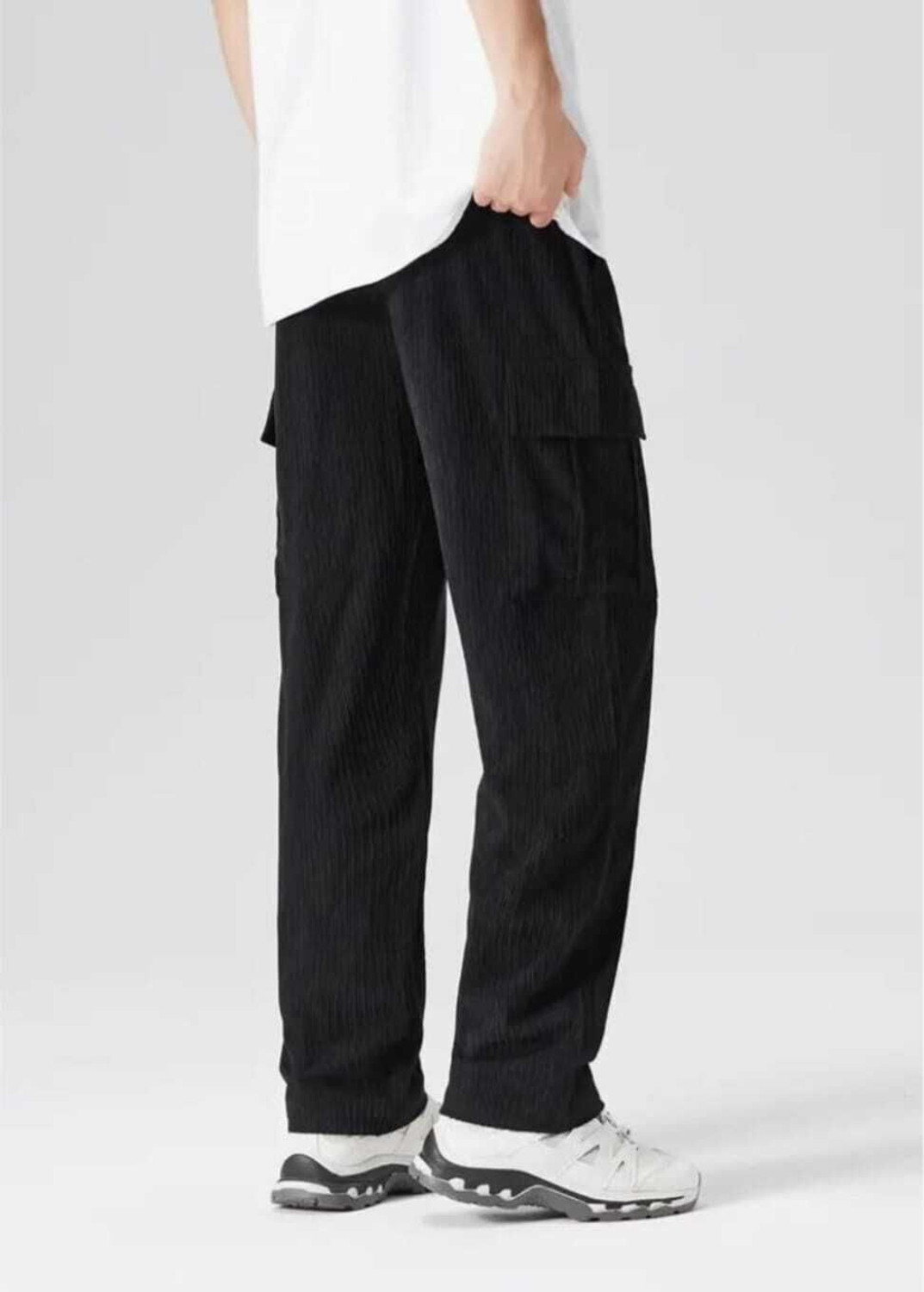 Image of ynam Loose Fit Men Black Trousers