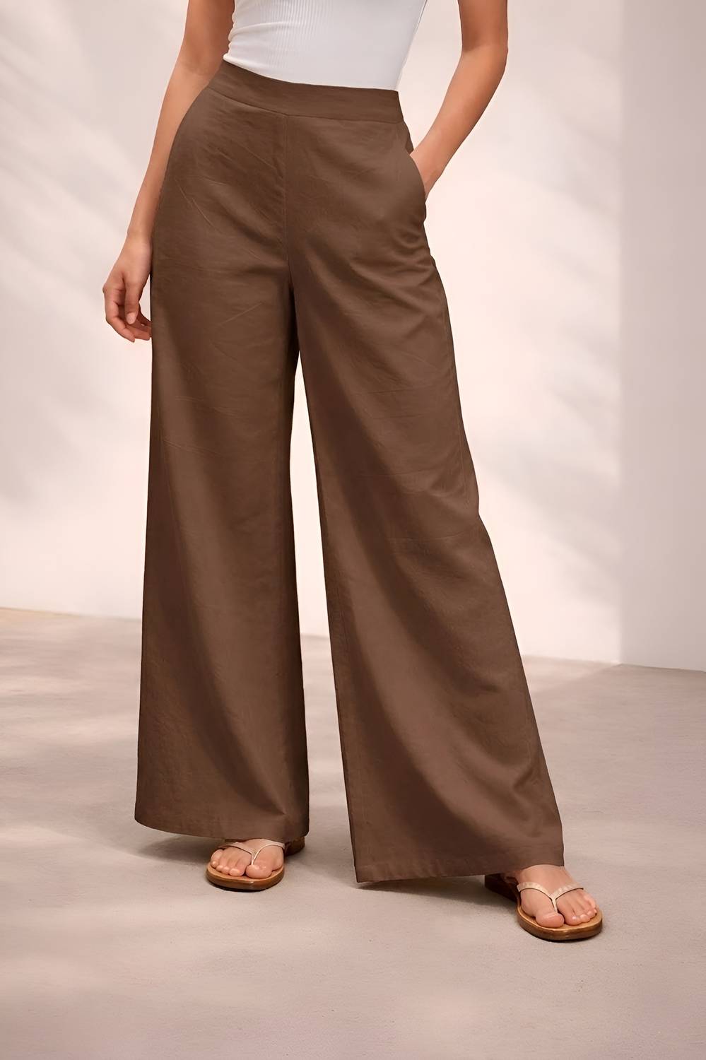 Anmi Comfort Fit Women Brown Trousers
