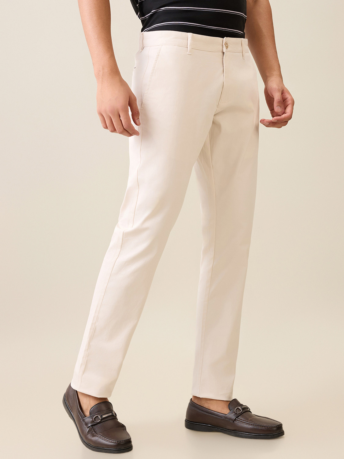Image of PARX Tapered Men Beige Trousers